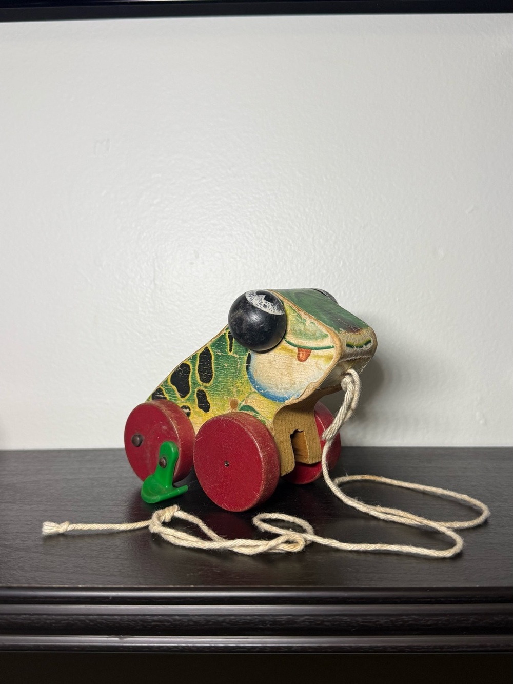 Antique 1950s Fishers Price Wooden Jolly Jumper Frog Pull Toy